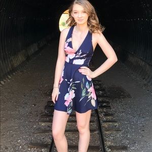 Blue floral mini dress